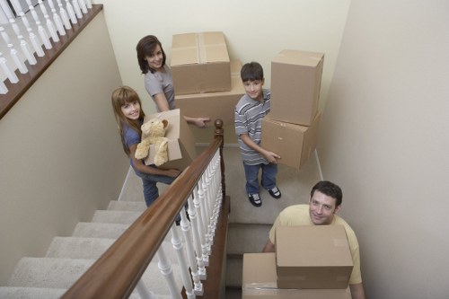 Students packing boxes for storage during term breaks in Elmpark